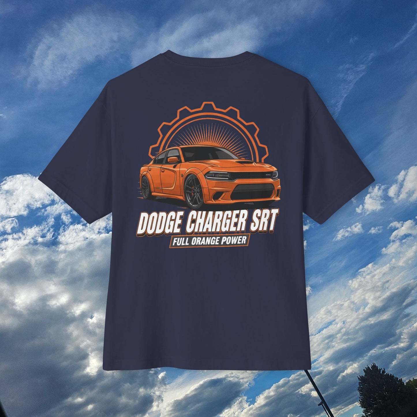 Dodge Charger SRT Tee — Full Orange Power Oversized Boxy T-Shirt