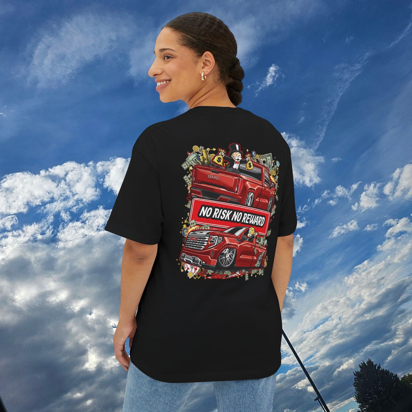 No Risk No Reward Oversized Tee, Unisex Graphic Tee, Streetwear Shirt, Casual Tee, Inspirational T-Shirt, Gift for Car Enthusiasts